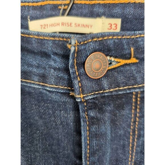 Levi's Women's 721 High Rise Stretch Denim Distressed Skinny Blue Jeans Size 33 - Picture 4 of 6